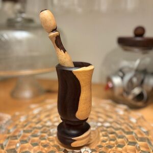 Vintage Handcrafted Wooden Mortar and Pestle